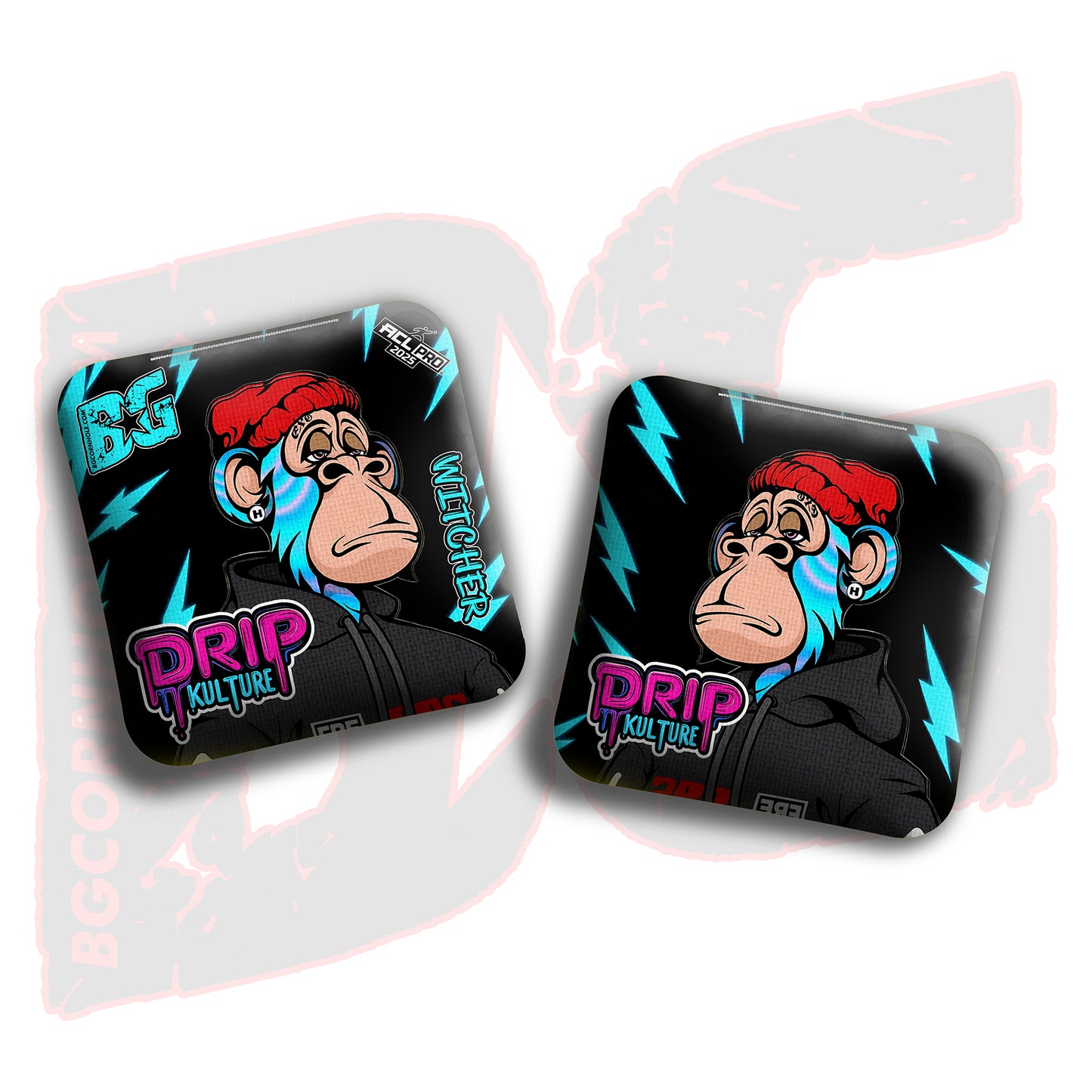 2026 Multiple Bag Models -DK x BG "NFT Blue Lightening" - ACL Pro Stamped Cornhole Bags - Set of 4 Bags