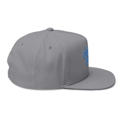 Blue Circle Drip Kulture Flat Bill Hat Embroidery - Multiple Colors