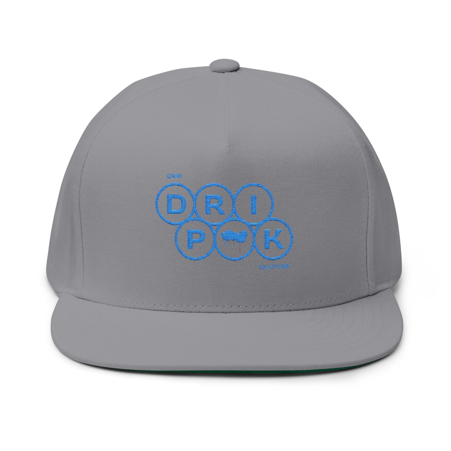 Blue Circle Drip Kulture Flat Bill Hat Embroidery - Multiple Colors