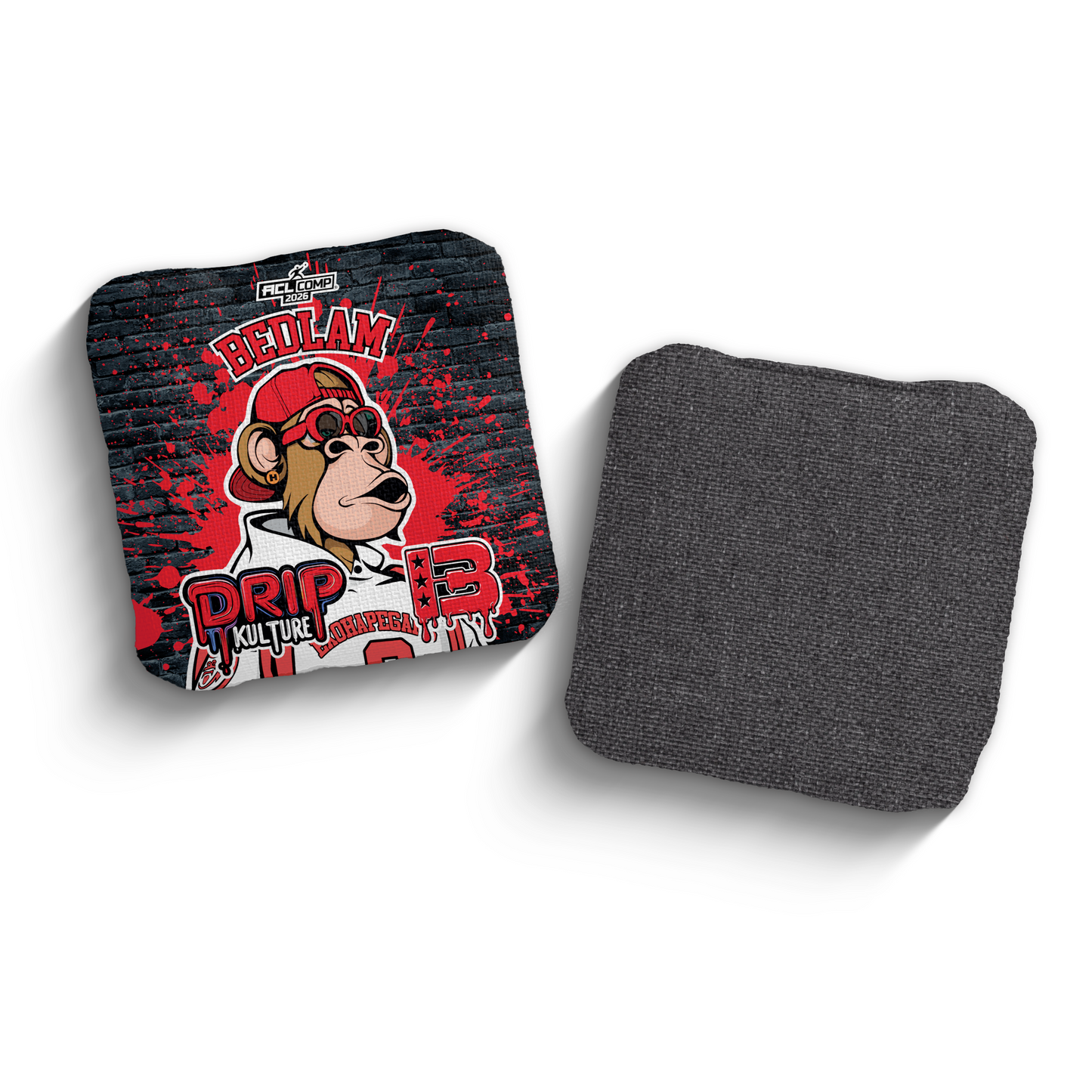 2026 Brotherhood Cornhole Bedlam Drip Kulture Collaboration ACL Comp Stamped Cornhole Bags
