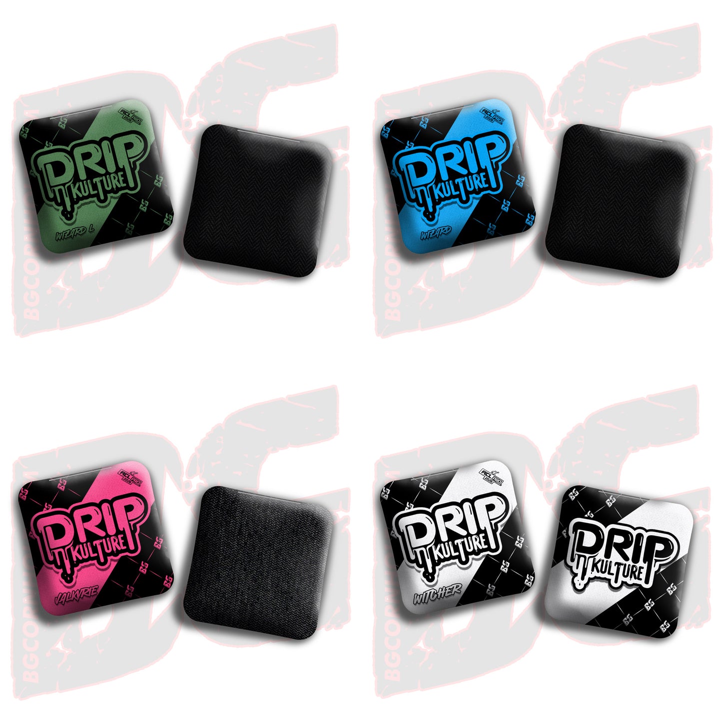 2026 Multiple Bag Models - DK x BG "Black Droplet " - ACL Pro Stamped Cornhole Bags - Set of 4 Bags