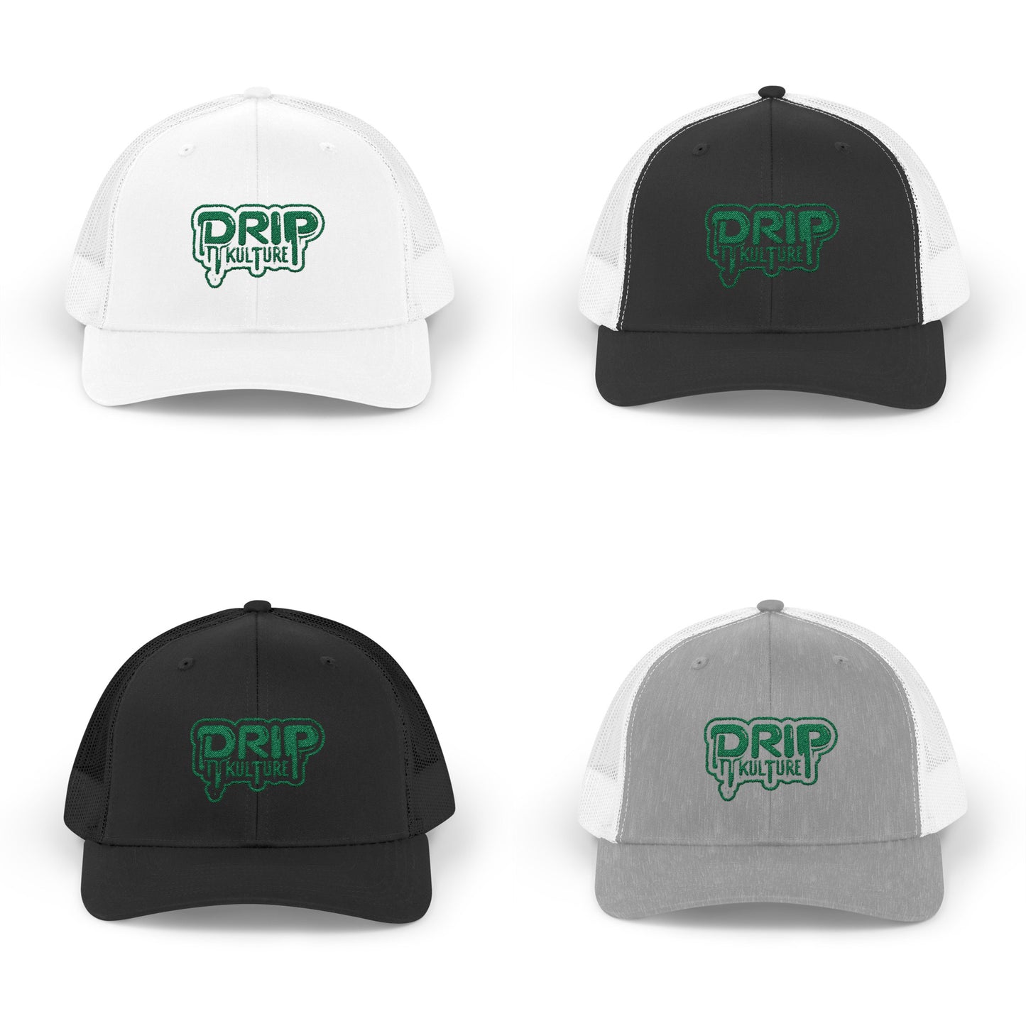 Green Drip Kulture Snapback Trucker Cap Embroidery - Multiple Colors