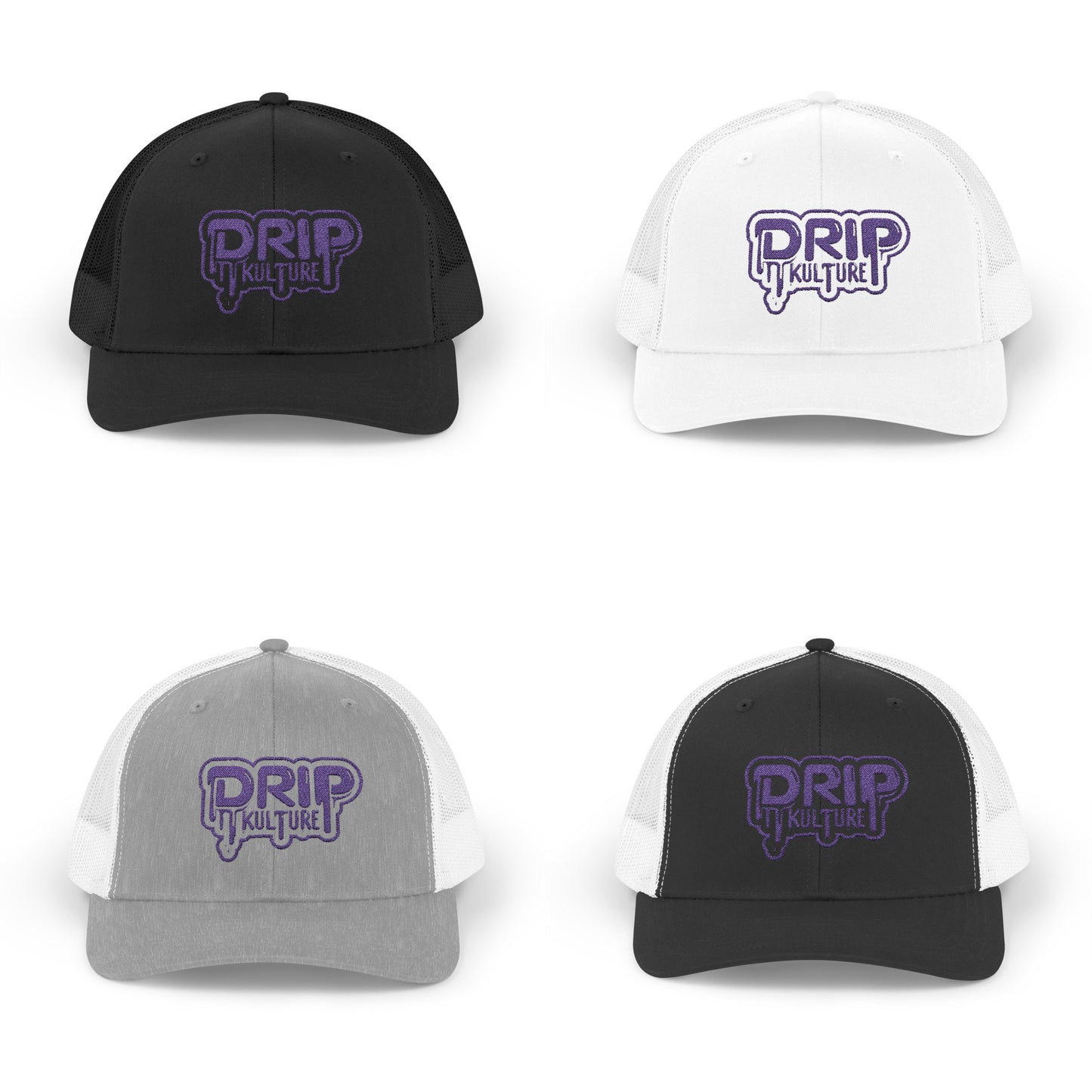 Purple Drip Kulture Snapback Trucker Cap Embroidery - Multiple Colors