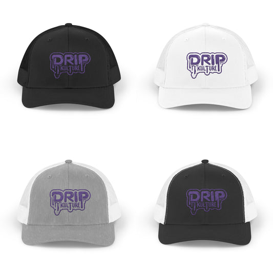 Purple Drip Kulture Snapback Trucker Cap Embroidery - Multiple Colors