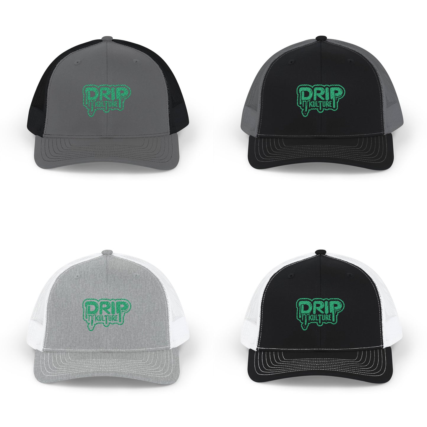 Green Drip Kulture Snapback Trucker Cap Embroidery - Multiple Colors