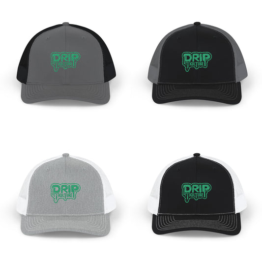Green Drip Kulture Snapback Trucker Cap Embroidery - Multiple Colors
