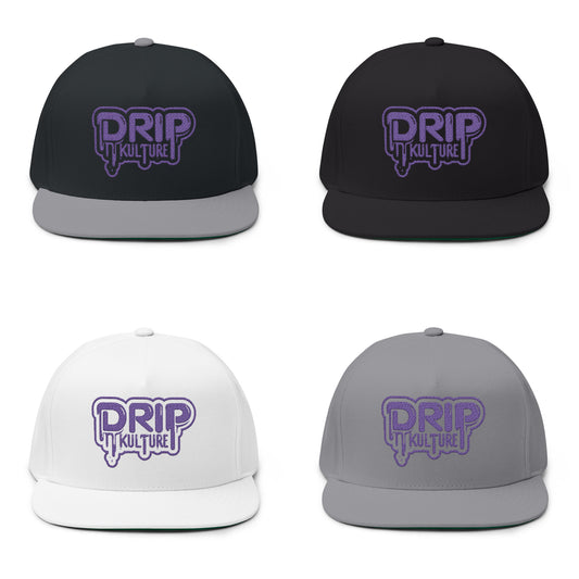 Purple Drip Kulture Flat Bill Hat Embroidery - Multiple Colors