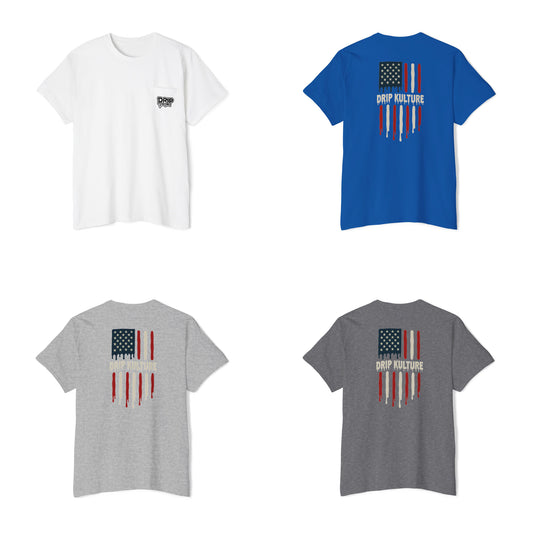 Drip Kulture American Flag Unisex Pocket Tee - Multiple Colors