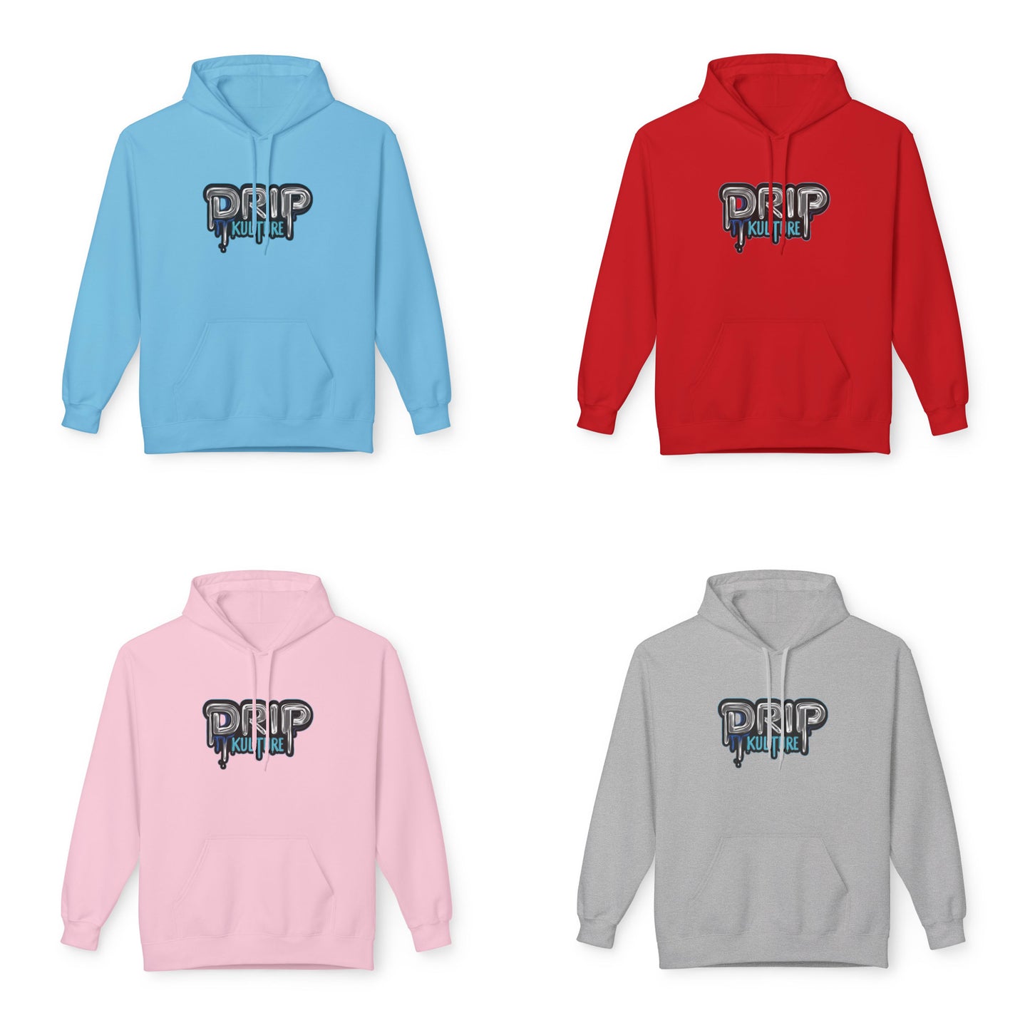 Drip Kulture Blue/Silver Unisex Hoodie - Multiple Colors