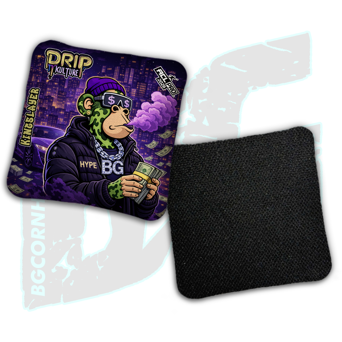 2026 Multiple Bag Models - DK x BG "NFT Midnight Hustle" - ACL Pro Stamped Cornhole Bags - Set of 4 Bags