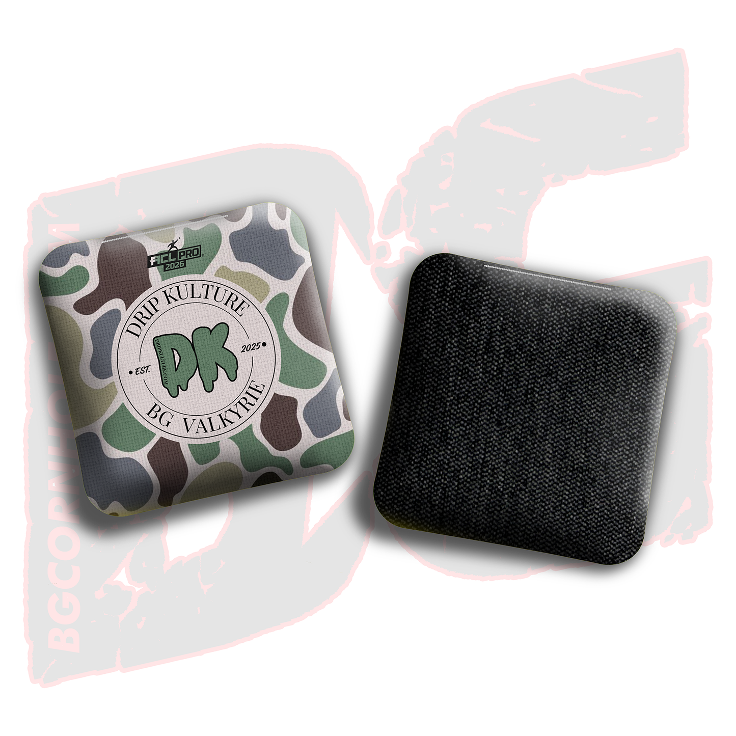 2026 Multiple Bag Models - DK x BG "Old School Camo" - ACL Pro Stamped Cornhole Bags - Set of 4 Bags