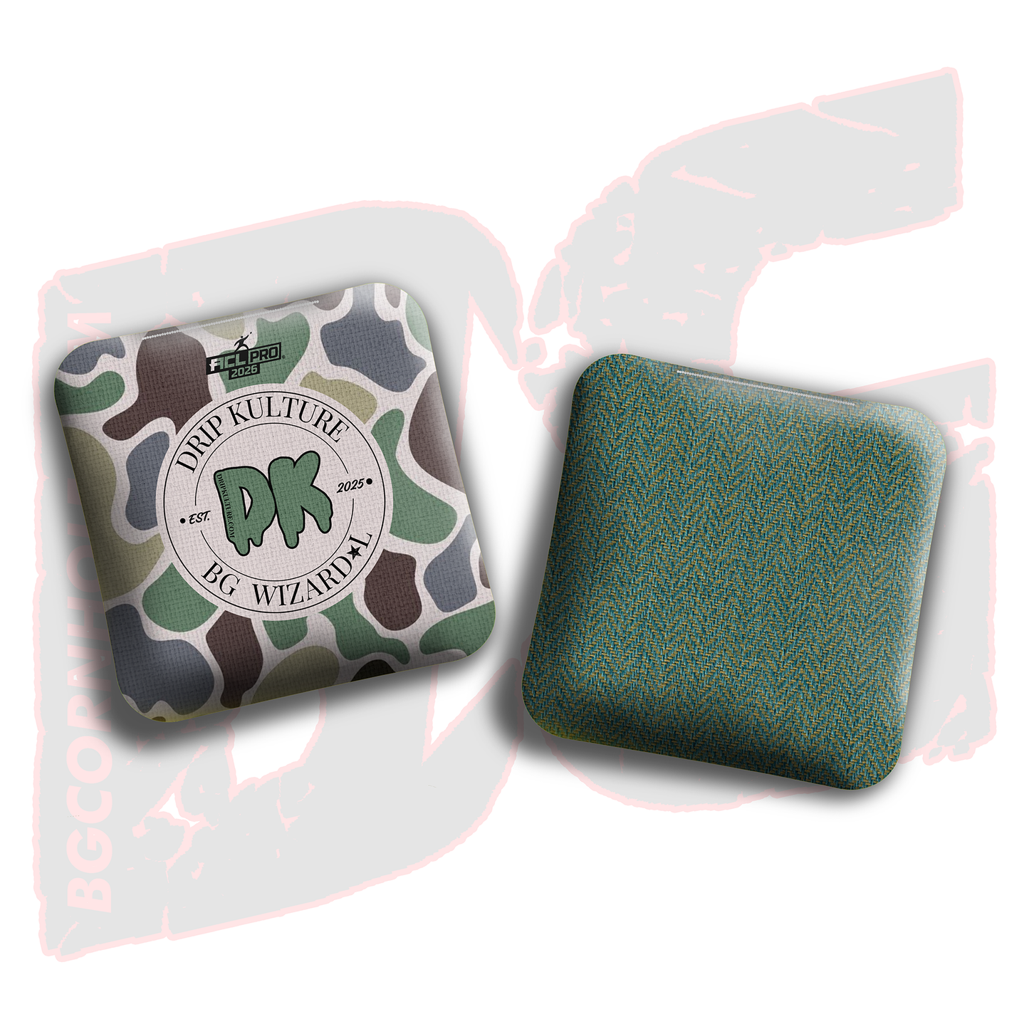 2026 Multiple Bag Models - DK x BG "Old School Camo" - ACL Pro Stamped Cornhole Bags - Set of 4 Bags