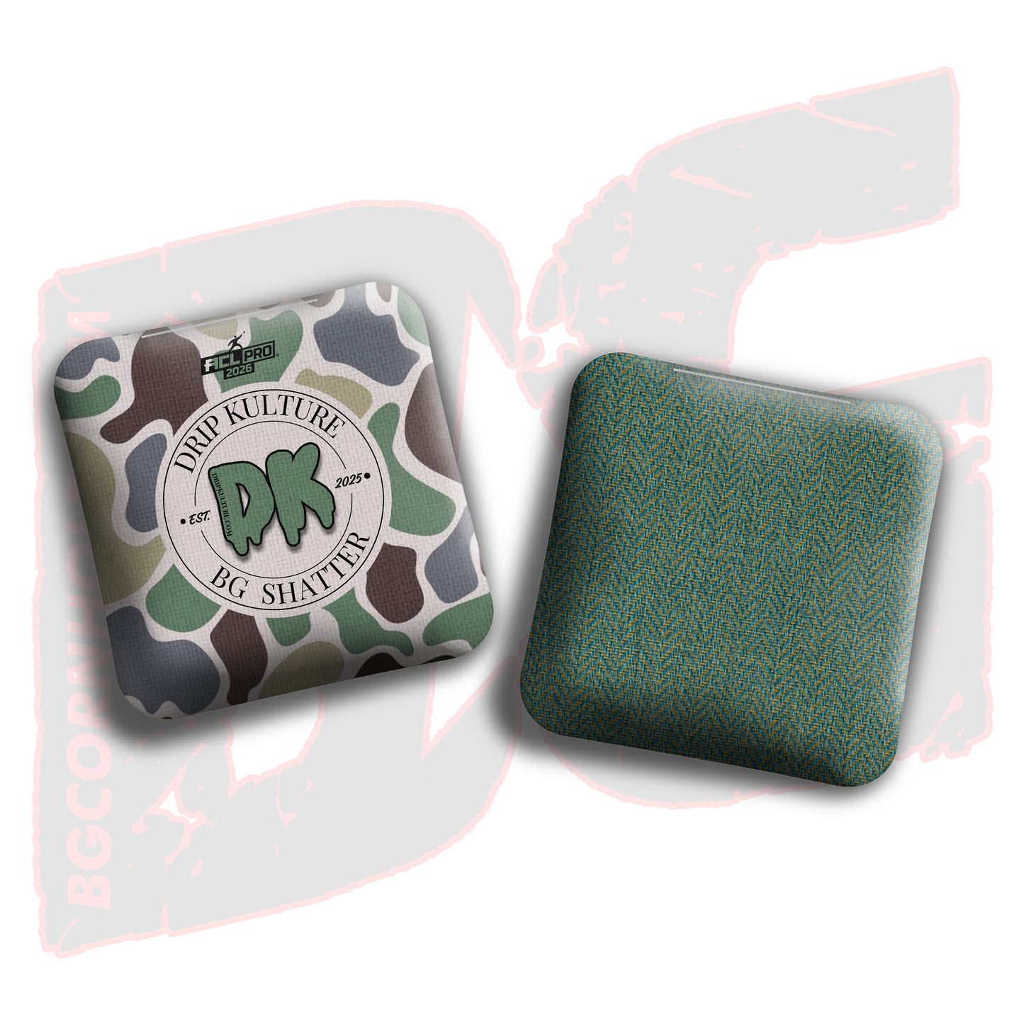 2026 SHATTER - DK x BG "Old School Camo" - ACL Pro Stamped Cornhole Bags - Set of 4 Bags