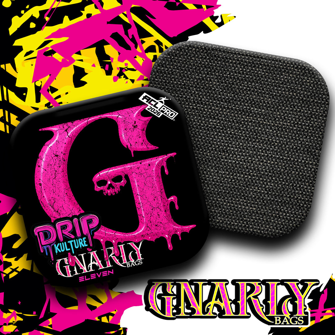 2026 Multiple Bag Models - DK x Gnarly Bags "Gallion Black" - ACL Pro Stamped Cornhole Bags - Set of 4 Bags