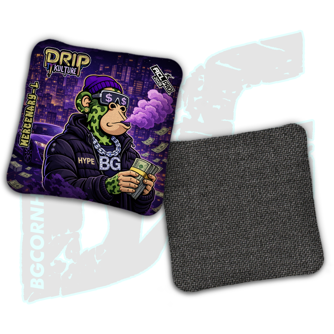 2026 Multiple Bag Models - DK x BG "NFT Midnight Hustle" - ACL Pro Stamped Cornhole Bags - Set of 4 Bags