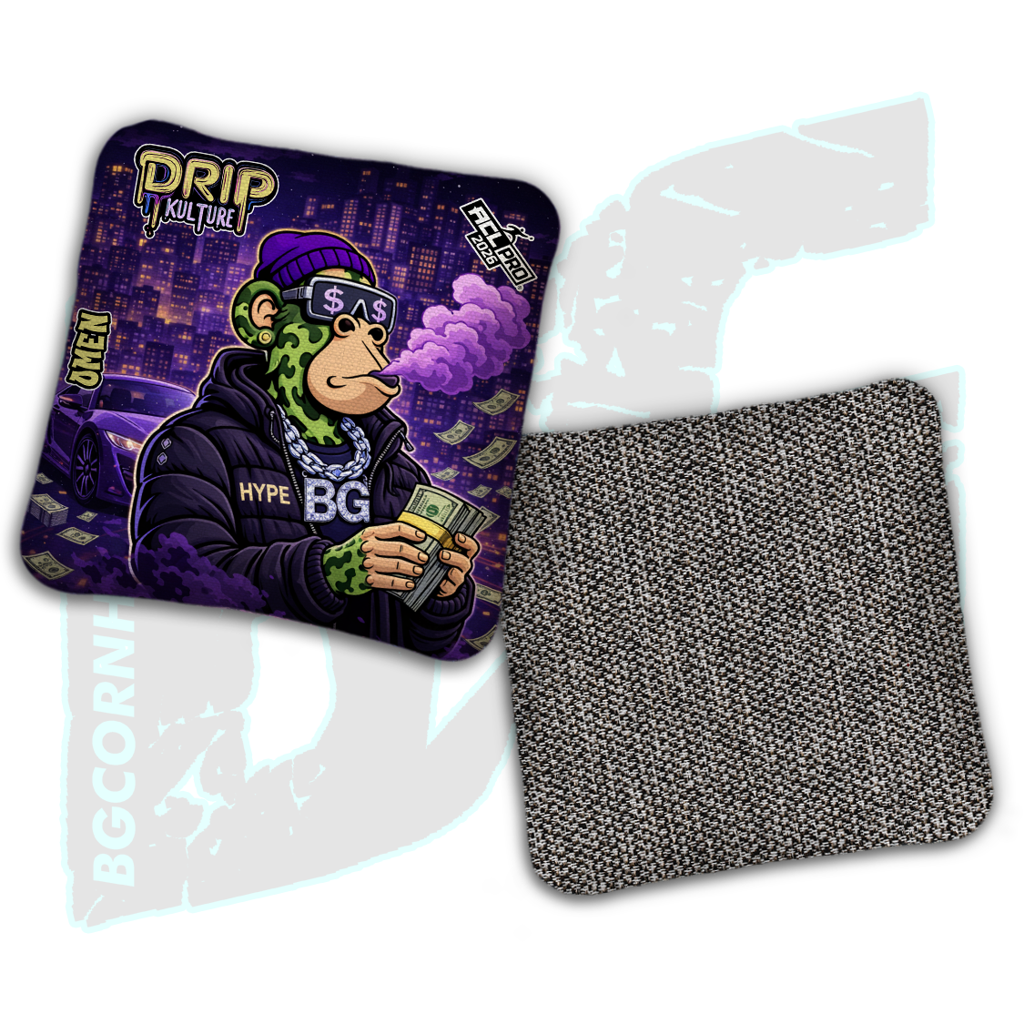 2026 Multiple Bag Models - DK x BG "NFT Midnight Hustle" - ACL Pro Stamped Cornhole Bags - Set of 4 Bags