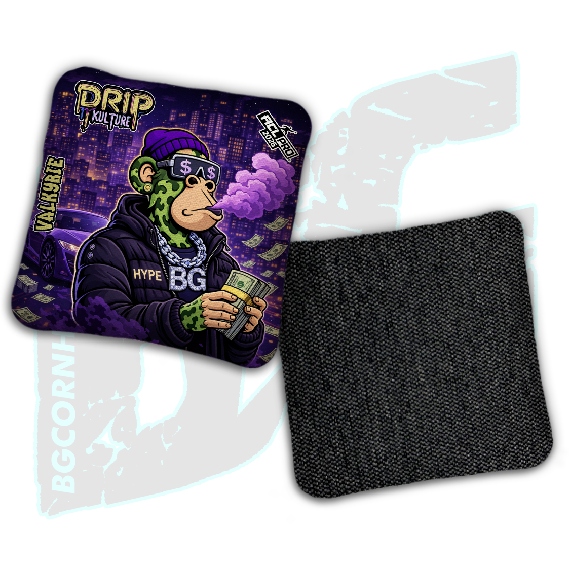 2026 Multiple Bag Models - DK x BG "NFT Midnight Hustle" - ACL Pro Stamped Cornhole Bags - Set of 4 Bags