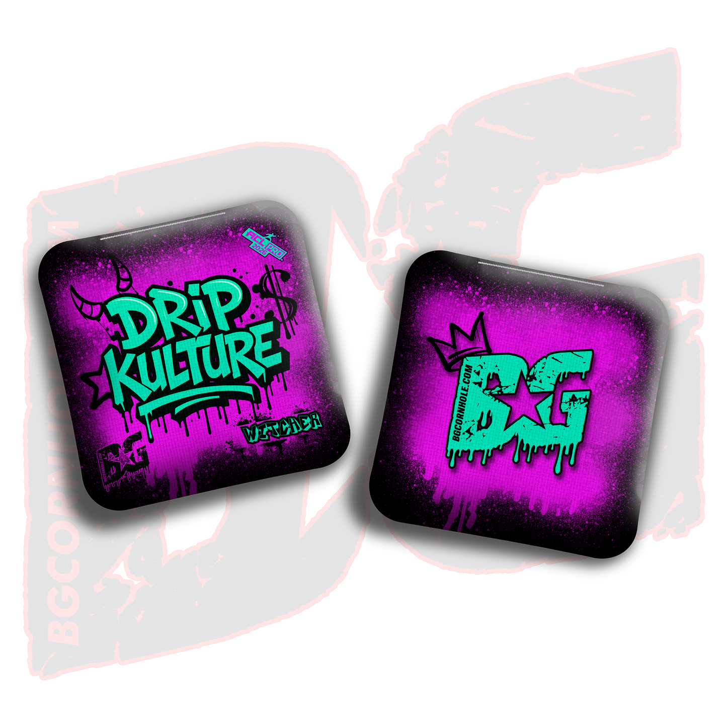 2026 Multiple Bag Models - DK x BG "Drip Kulture graffiti" - ACL Pro Stamped Cornhole Bags - Set of 4 Bags