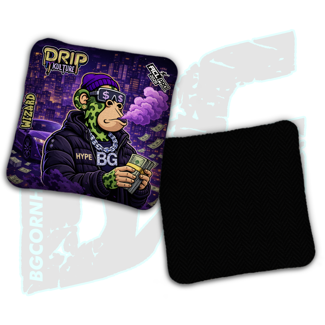 2026 Multiple Bag Models - DK x BG "NFT Midnight Hustle" - ACL Pro Stamped Cornhole Bags - Set of 4 Bags